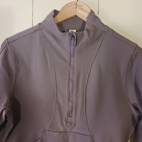 90 Degree By Reflex Interlink Ribbed Half Zip Long Sleeve Crop Top - Picture 4 of 11